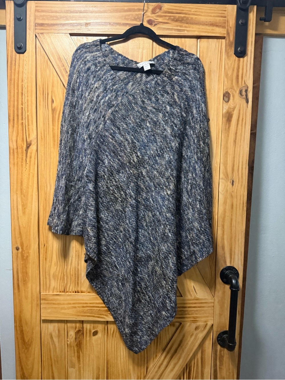 Christopher & Banks Blue Heathered Knit Poncho